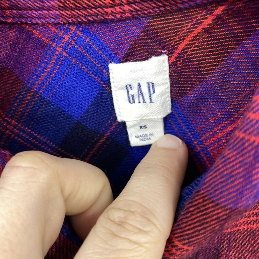 Gap Collared Plaid Button Down Top Shirt Size XS - Picture 4 of 6